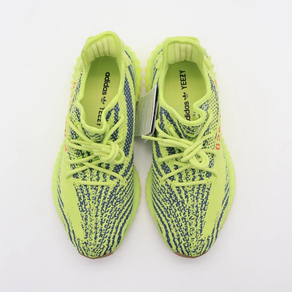 B37572 Adidas Yeezy Boost 350 V2 Semi Frozen Yellow Raw Steel Red Green (Men's)