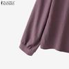 ZANZEA Women Loose Casual Round Neck Long Sleeve Blouse