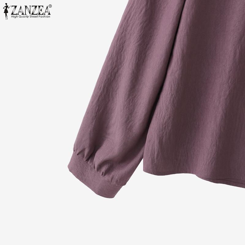 ZANZEA Women Loose Casual Round Neck Long Sleeve Blouse