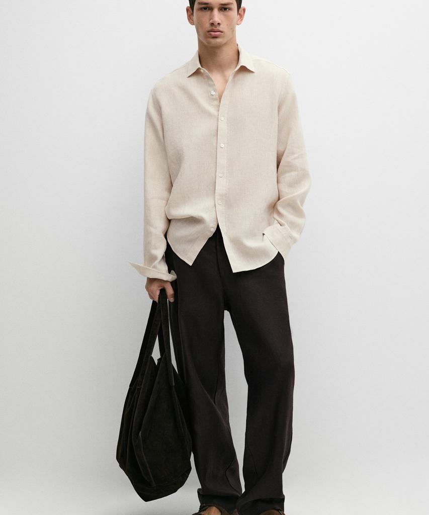Masimodutti Regular Fit Washed 100% Linen Shirt