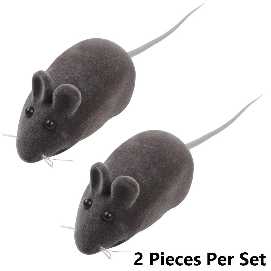 2Pcs Squeaky Rubber Rat Cat Toy with Plush Faux Fur, Pet Interactive Toy for Cat Chasing & Dog Chewing Play