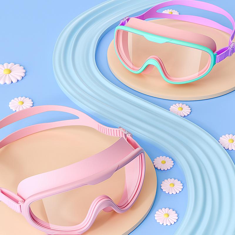 Die neue Schwimmbrille für Kinder mit großem Rahmen ist wasserdicht, beschlagfrei, UV-beständig und wasserdicht mit hochauflösender Transparenz