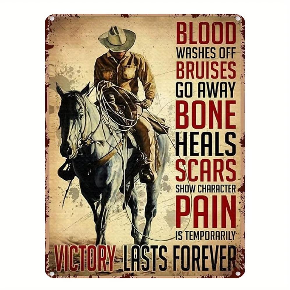 Iron Art Painting,Rustic Cowboy Metal Wall Art, Vintage Western Decor with Horse Riding Motif for Home Bar