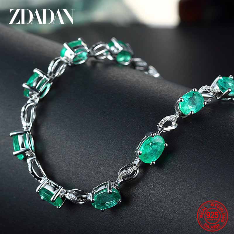 925 Sterling Silver Emerald Bracelet Chain For Women Fashion Jewelry Accessories