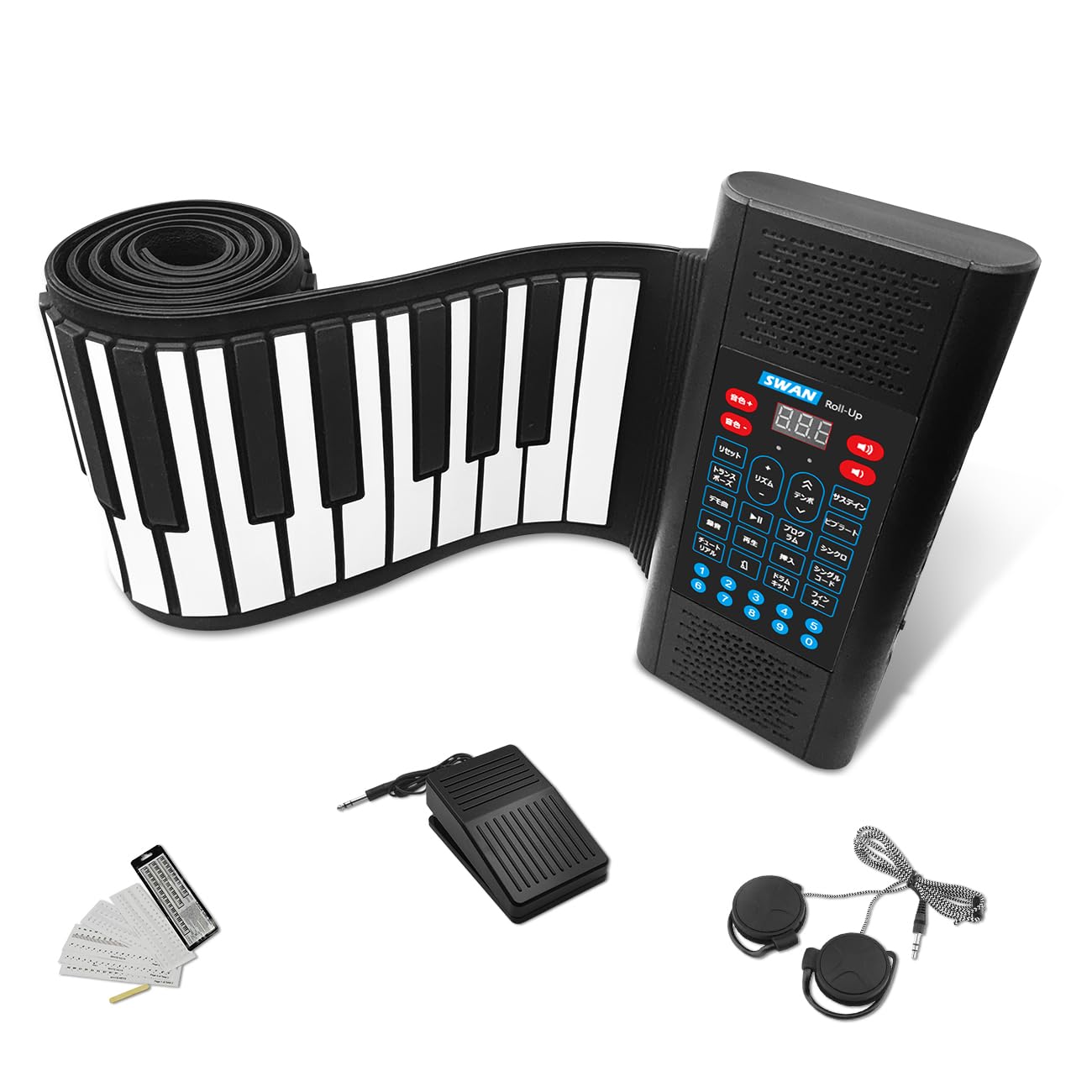 

NikoMaku SWAN Сворачиваемое 88-клавишное пианино с инструкциями на японском языке, улучшенным качеством звука, перезаряжаемое, с поддержкой MIDI, 128 голосов,
