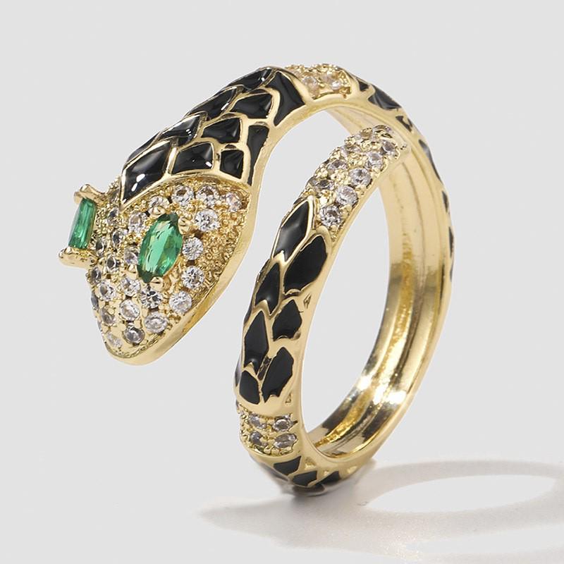 

Регулируемое открытое кольцо «Зеленая змея» с роскошным дизайном «капли масла» Adjustable