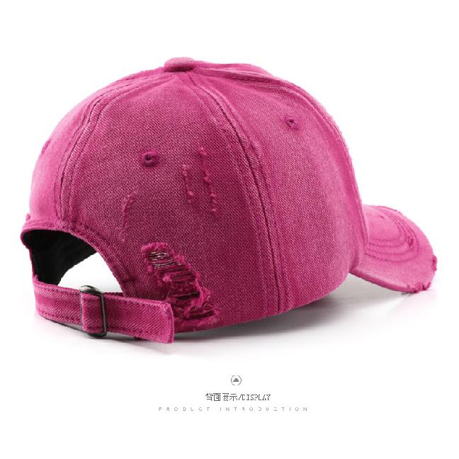 Women's spring and summer washed distressed denim plain baseball cap, outdoor men's travel sun protection hat