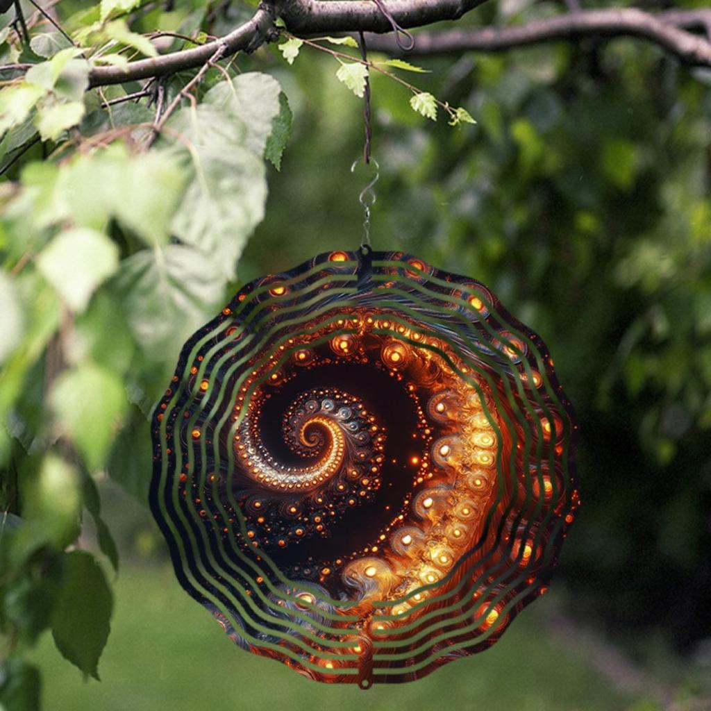 10 Inch Metal Wind Spinner Outdoor Garden Decor with 360 Swivel Hook Warm Orange Yellow Spiral Design for Balcony Patio Lawn All Season Gift