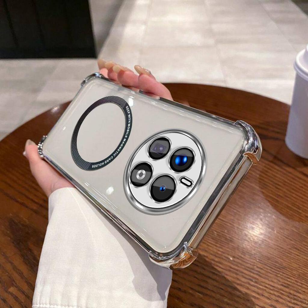 Case for realme 12 Pro+ 5G,12 Pro Clear Magnetic Casing Electroplated Lens Frame Phone Cover