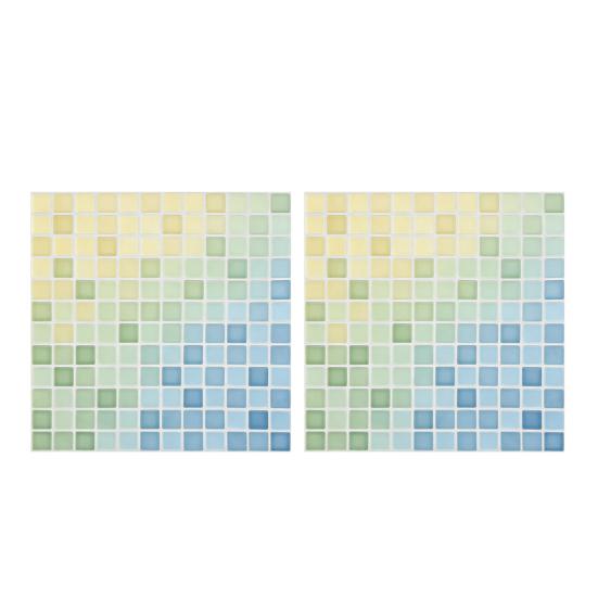 2Pcs 3D Mosaic Tile Sticker, 11.8 x 11.8 Inch Removable Wallpaper Tile, 3D Self Adhesive Wall Tiles, Bathroom Wall Tiles for Kitchen Backsplash, PVC