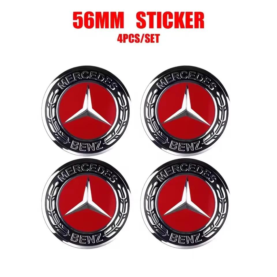 4 szt. 56/60/65 MM 56 mm Naklejka na środek koła samochodowego Kołpak do Mercedes Benz AMG W204 W205 Amg W211 Smart Fortwo 451 W203 W222