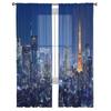 Peisaj urban Tokyo noaptea Perdele transparente luxoase din șifon pentru decorarea livingului, dormitorului, voaluri de fereastră, perdea de tul