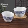 Melamine Blue & White Slanted Bowl Set: Hot Pot, Seasoning, Dipping Sauce & Lettuce Bucket.
