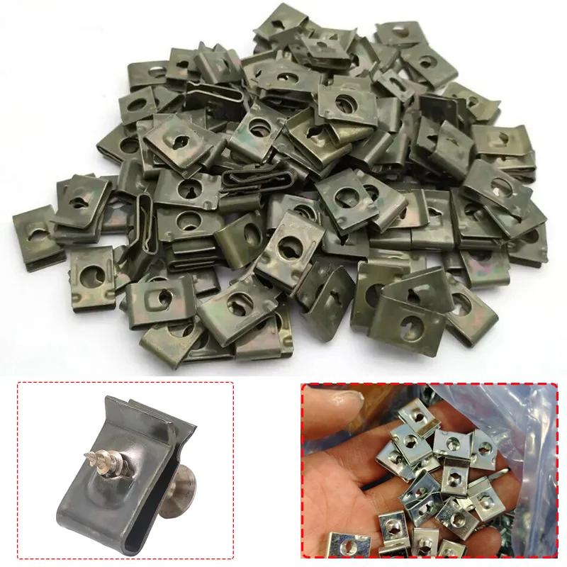 Car Moto U-Type Metal Screw Fastener Clips High Quality Anti-rust Protection Screws Buckle Iron Sheet Clip Auto Accessories