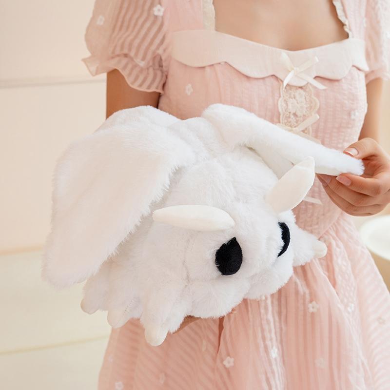 Peluche Falena Occhi Grandi Bianco Animale Soffice Carino Ali in Velluto Morbido Peluche Insetto Regalo di Compleanno Natale per Amanti degli Insetti