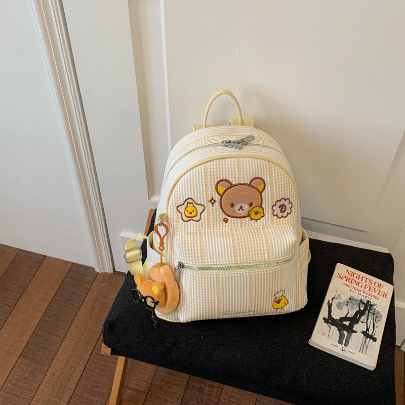 Schoolbag new striped backpack student schoolbag commuting large capacity high value cute backpack simple small fresh schoolbag