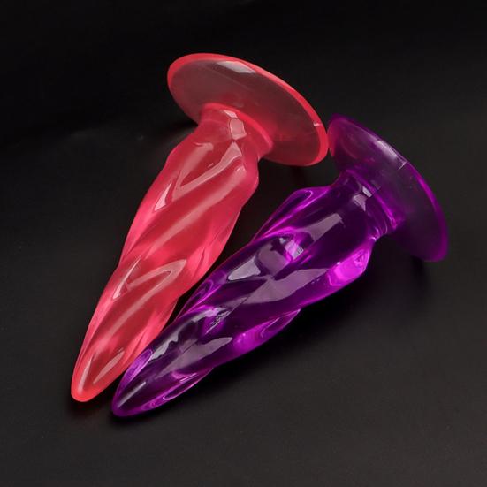 Spiral Textured Anal Plugs with Strong Suction Base Soft TPE Butt Plugs for Hands-Free Play Waterproof Easy-Clean Discreet Adult Toy