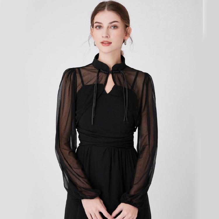 Long Sleeve Shawl Collar for Women Breathable Tulle for Camisole Dress