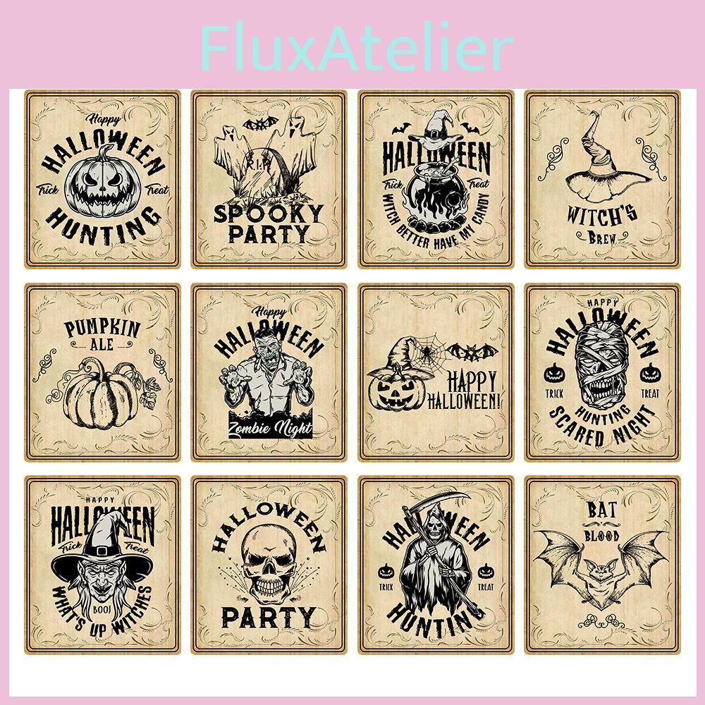 Halloweenowe Naklejki na Butelki Vintage z Dekoracją Głowy Dyni na Dekorację Miejsca Imprezy