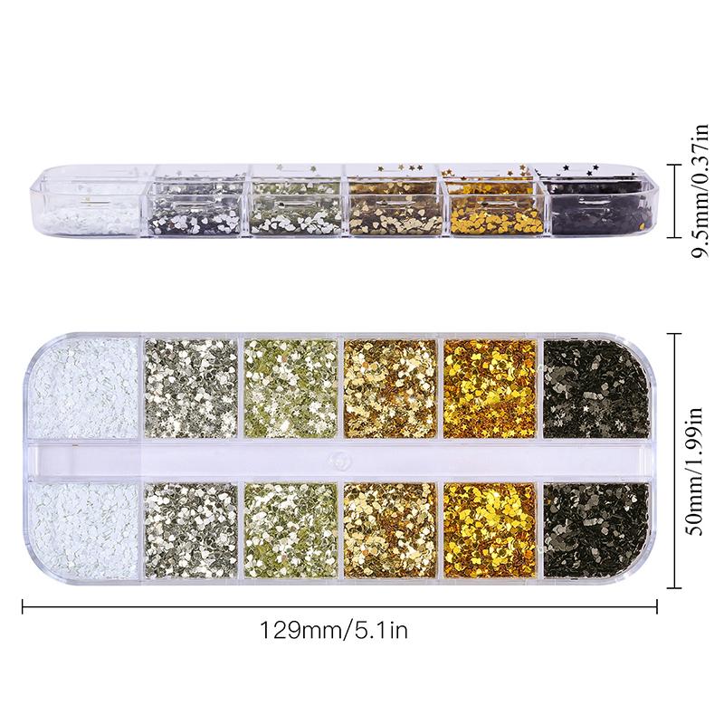 12 Grids Mini Sparkling Star Nail Sequins 3D Star Glitter Holographic Laser Pentagram Flakes Nail Art Charms Diy Decoration