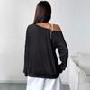 European and American Y2K sloping shoulder strap long sleeved women's autumn sports style spicy girl slimming off off shoulder top