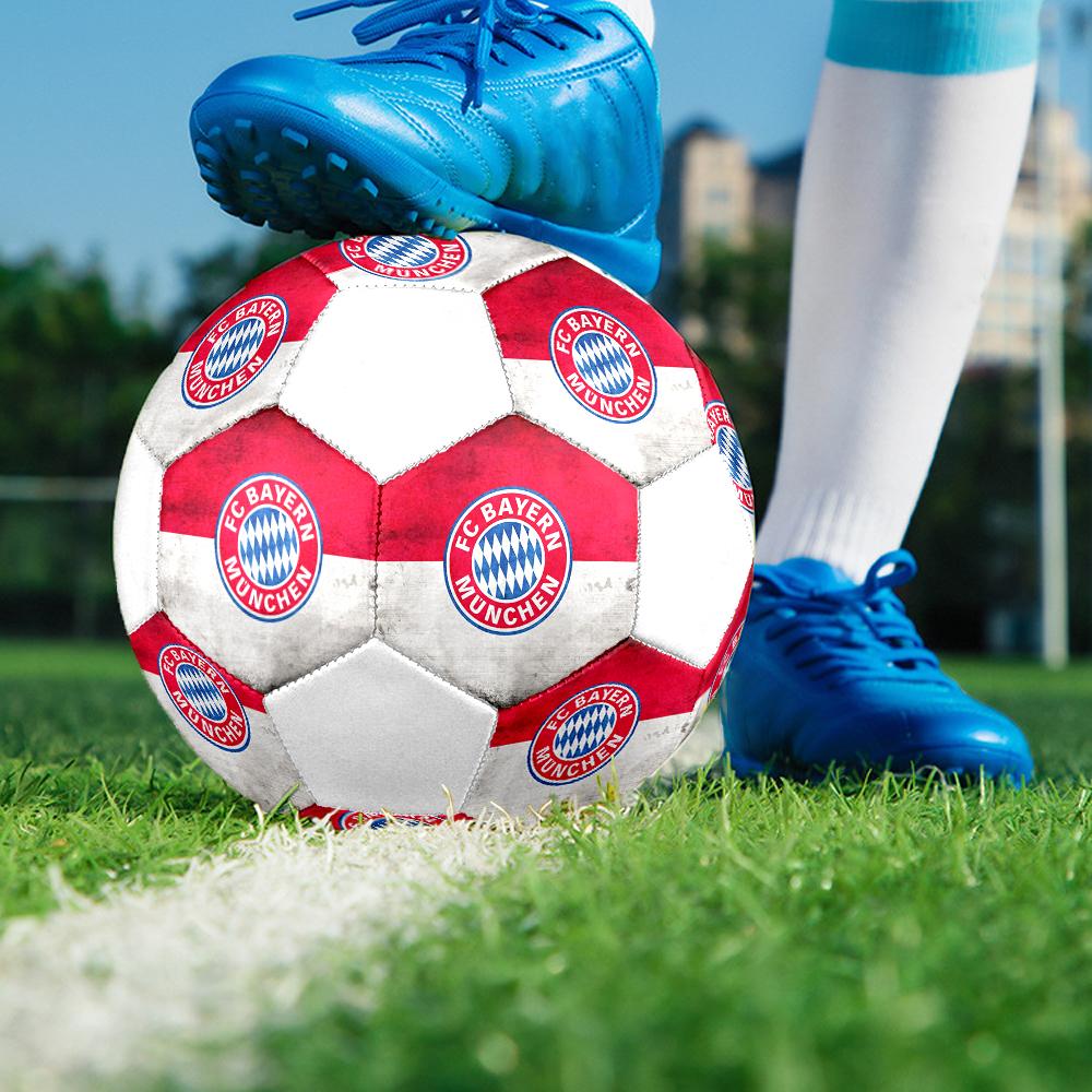 FC Bayern Munich Soccer Ball, Colorful, Suitable for All Ages, Machine-stitched, PVC Material, Competition Grade, Durable and High Bounce