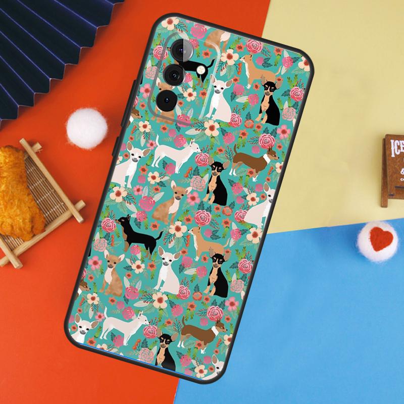 Chihuahua Face Floral Dog Case For Samsung Galaxy A54 A34 A14 A15 A35 A55 A52 A32 A12 A51 A71 A13 A23 A33 A53 Cover