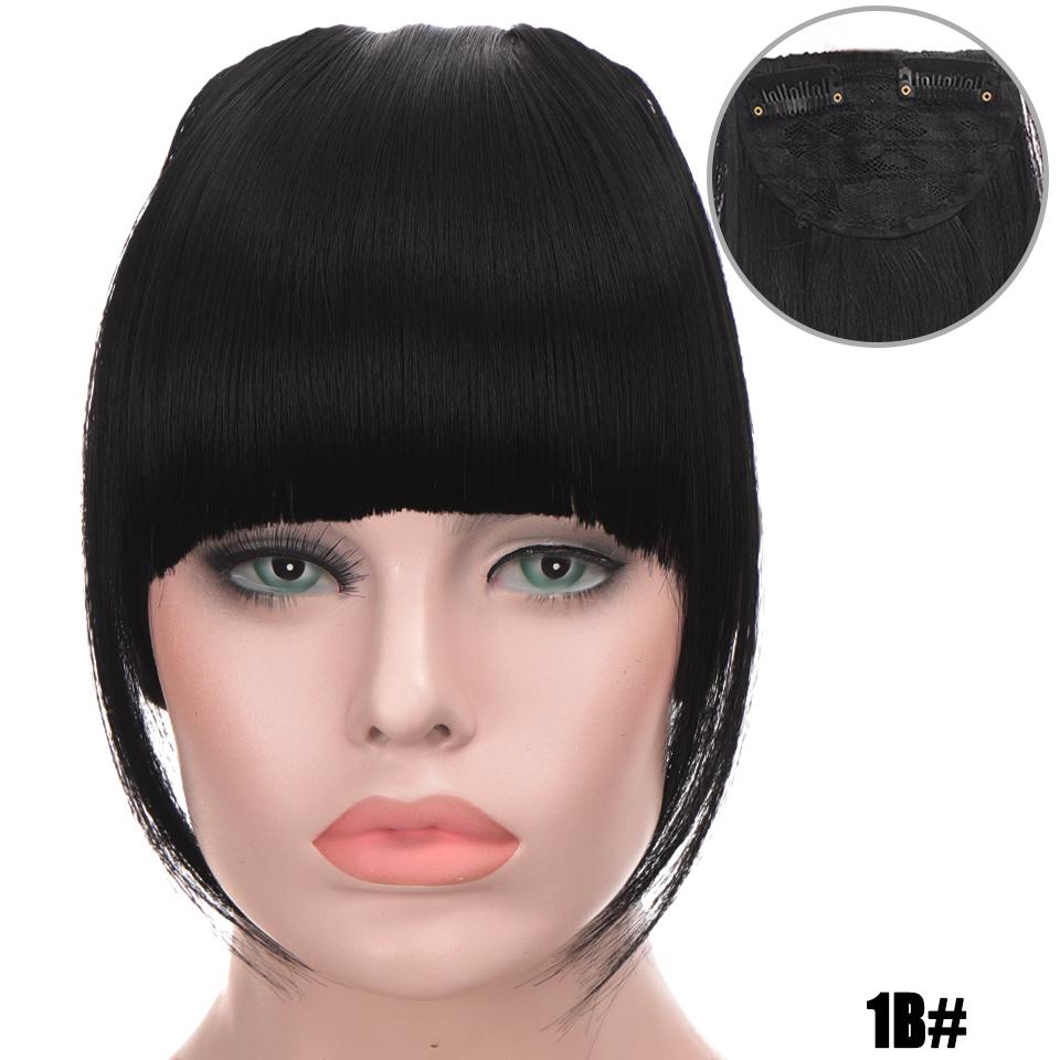 Nowe ładne dziewczyny do przedłużania włosów grzywka prosta peruka kawałek klip na klips z przodu włosy grzywka peruki syntetyczne niewidoczne grzywki czarny brązowy