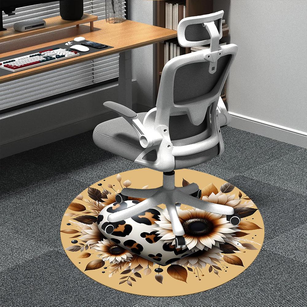 

1pc Leopard Heart Office Round Area Rug, Indoor Mat Suitable ForOffice, Under Office Chairs Bedroom Living Room Home Decor, Room Deco 019 80cm by 80cm