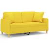 Vidaxl 2-Osobowa Sofa Z Poduszkami, Jasnożółta, 140 Cm, Tkanina