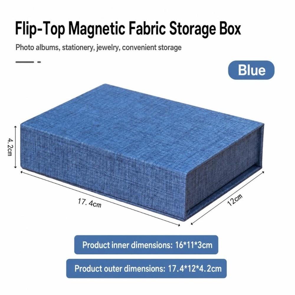 Magnetic Close Card Organizer Linen Fabric Fabric Box Document Holder For Jewelry Storage