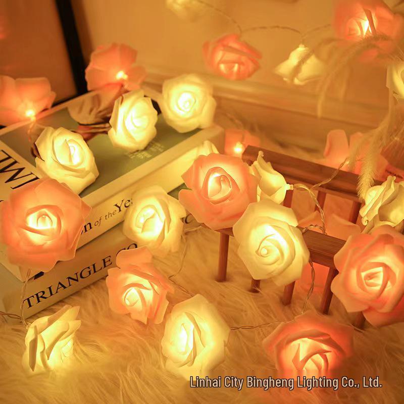 LED Simulated Foam Rose String Lights for Romantic Qixi Decor