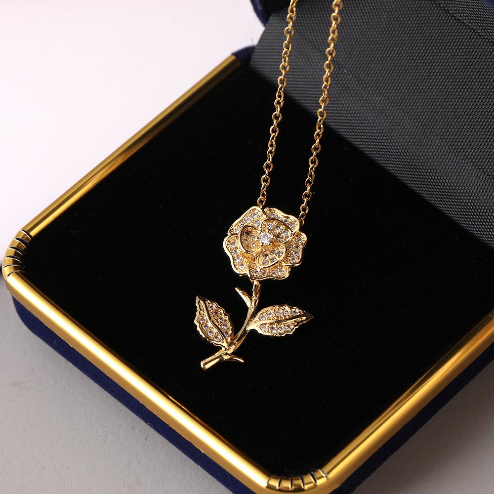 

Rose pendant necklace jewelry women s stainless steel necklace