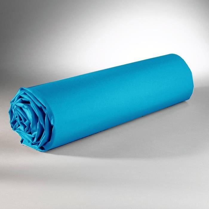 Drap Plat - DP135 - Bleu - 240 cm x 300 cm - 100% Coton - Lavable en machine à 60°