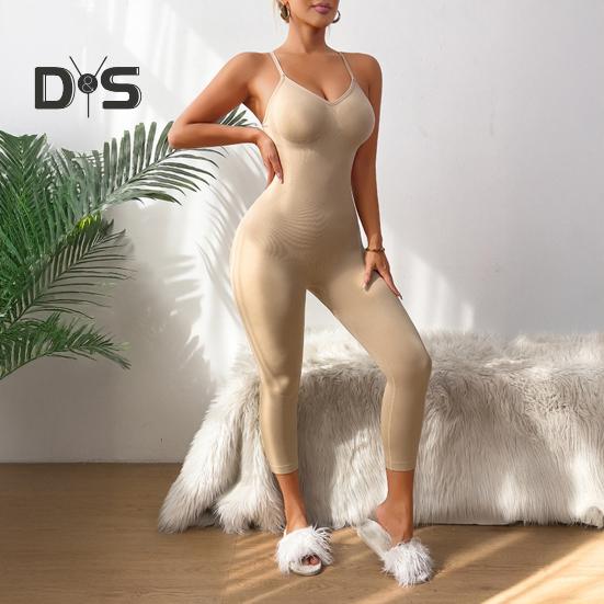 Stahovací overal pro ženy bez rukávů, body s vysokým pasem, kompresní celotělový overal s jednou částí těla