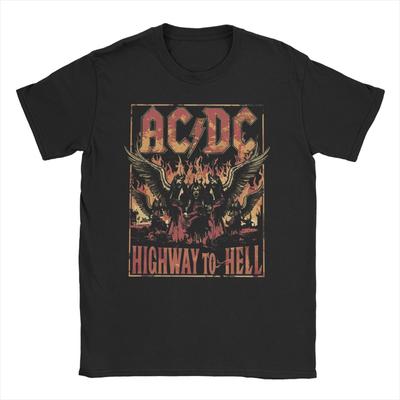 Men Women's T-Shirts AC Rock Band DC Highway To Hell Funny 100% Cotton Tees Short Sleeve T Shirt O Neck Tops Gift