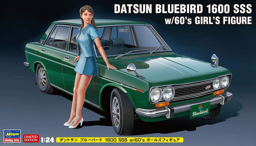 Hasegawa Datsun Bluebird 1600SSS Girls Figure Plastic Model SP477 1/24 W/60s