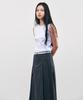City Breeze Cotton Pleated Belted Long Skirt_Charcoal