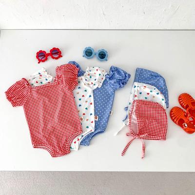 Conjunto de Bañador para Bebé Estilo Coreano: Mono y gorro de baño para niña para la playa en verano