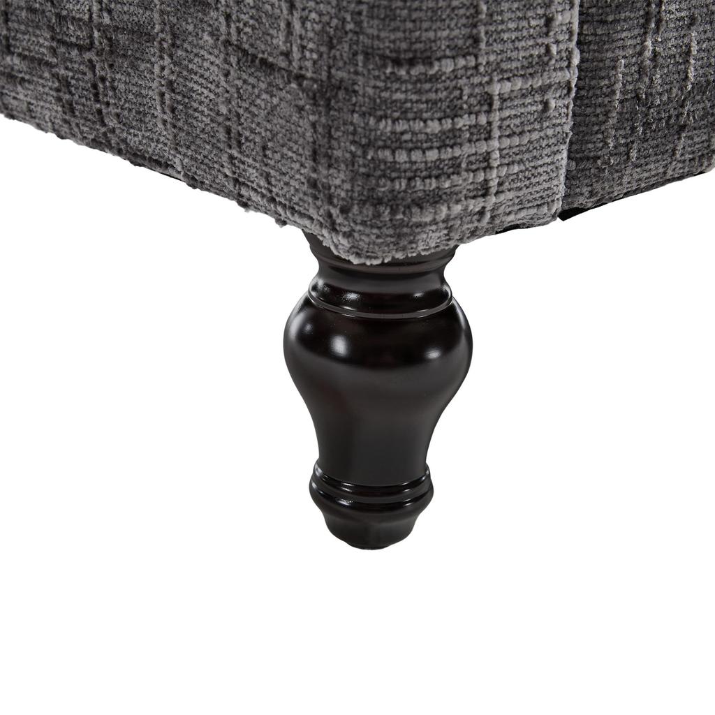 Modern two-seater Chenille sofa, wooden legs, LED lights, USB charger and storage bag