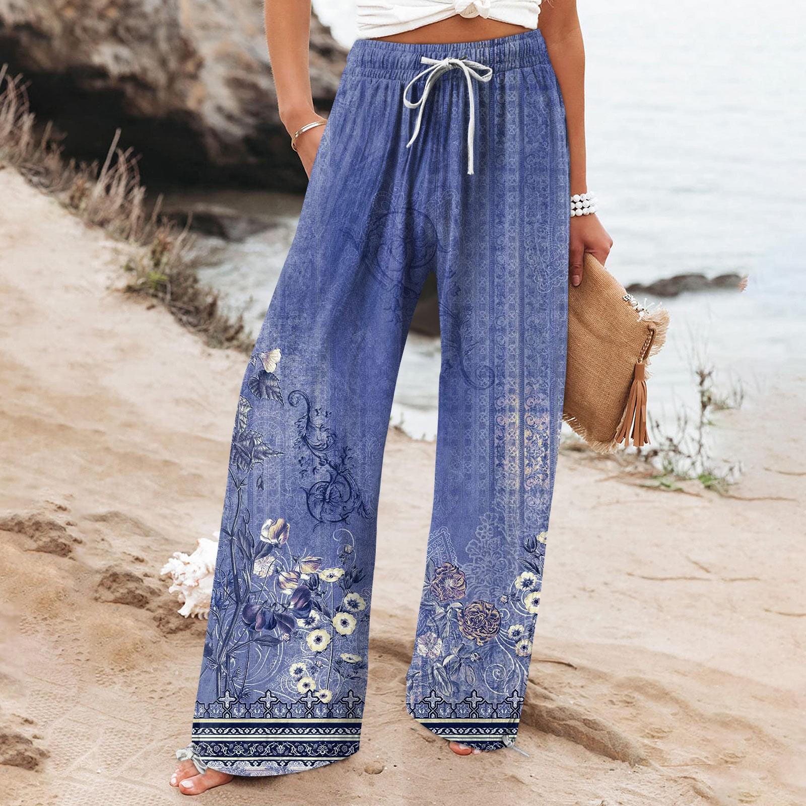 

Женские повседневные свободные хлопковые льняные широкие брюки с высокой талией и длинными брюками с карманами XXXL