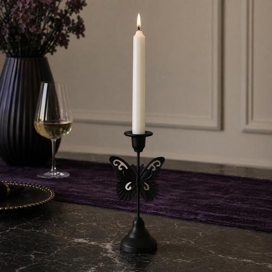 Decorative Vintage Candle Stand Metal Holder, Romantic Candlestick Dinner Table Centerpiece, Retro Style Decor Aged Texture for Wedding Party and Home
