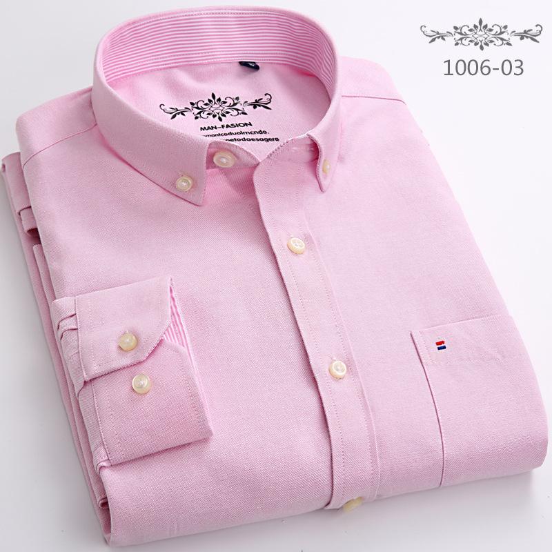 

Classic Top Fit Cotton Full Casual Shirts for Men Solid Color Long-sleeve Plain Shirt Single Pocket Soft Slim Fit Formal Clothes 43
