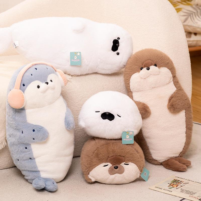 New Sea Otter Seal Series Marine Animal Doll Push Pillow Plush Toy Sofa Pillow Bathroom Cushion Doll