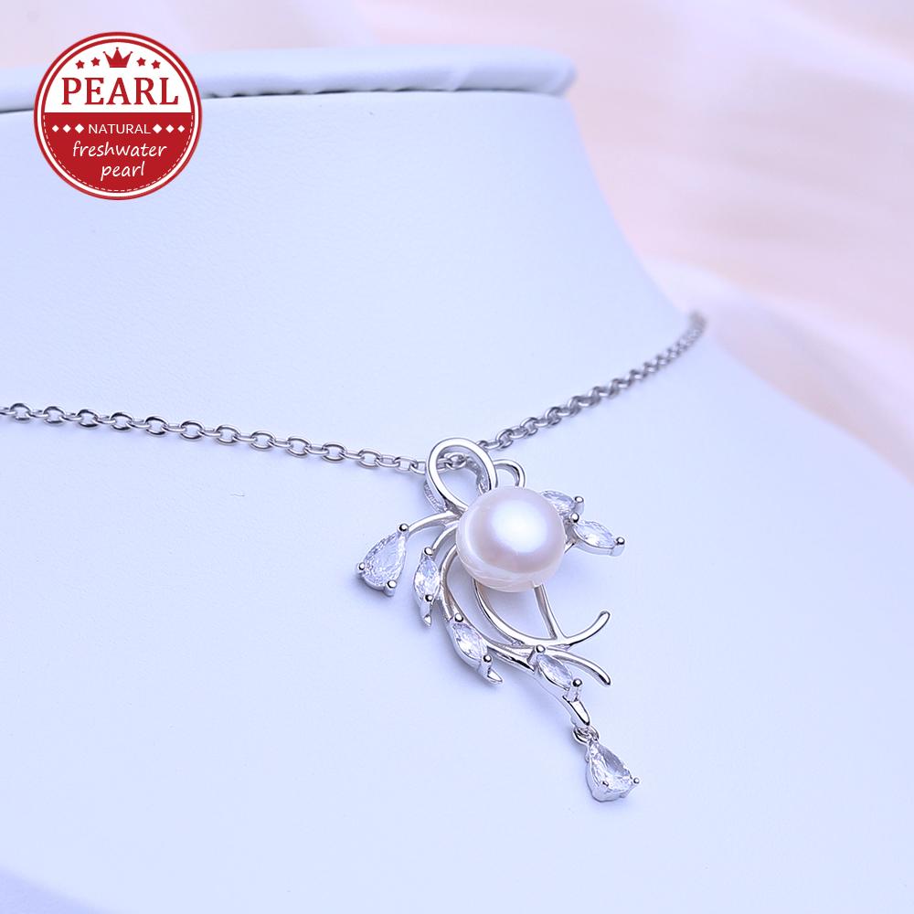 

LSOOYH Natural Freshwater Pearl Jewelry Necklaces For Women Elegant Silver Color Flower Pendant Birthday Gift белый