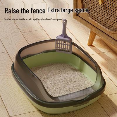 Bandeja de Gato Grande Semi-Cerrada Anti-Salpicaduras con Diseño de Pasillo Engrosado