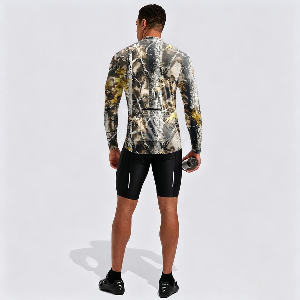 Herren Langarm Fahrradtrikot Atmungsaktiv Schnelltrocknend Reißverschluss vorne Pullover Leichtes Sportoberteil für Outdoor-Sportarten