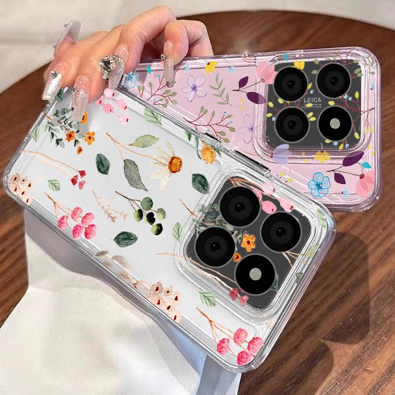 Girl Flowers Pattern Case For Xiaomi Redmi Note 15 Pro 4G Funda Redmi Note 14 13 Pro 5G Clear TPU Silicone Soft Cover