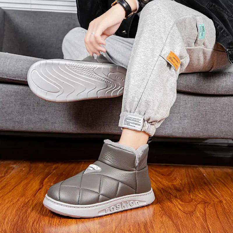 Winter Plus Velvet Warm Snow Boots Men's Slip-on Plush Cold-proof Outdoor Footwear Non-slip Wear-resistant Casual Cotton Shoes