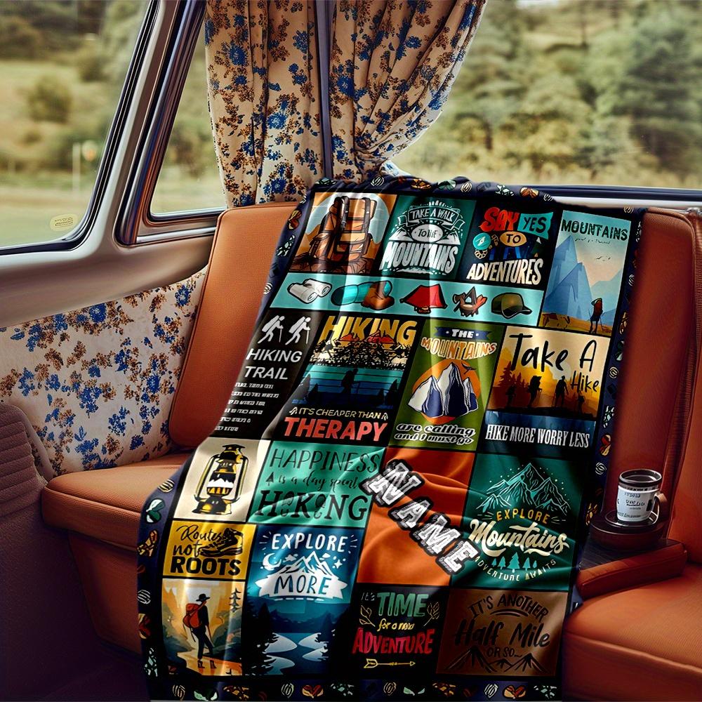 Hiking Trail Mountains Lanterns Backpacks Blanketcustomize Your Name Lightweight Comfortable And Stylish Blanket For Travel Bed Home Chair Office Sofa